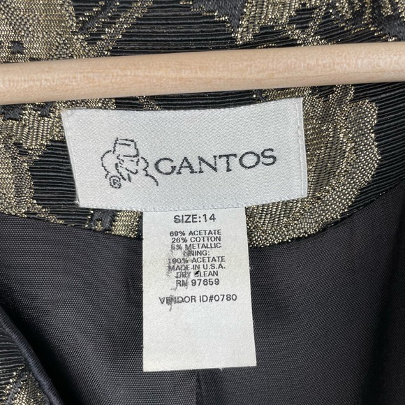 Vintage Gold Metallic Floral Tapestry Jacket Longline Blazer Size 14 Button Up - Picture 4 of 10